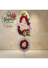 Çift Katlı Kırmızı & Beyaz Kurumsal Açılış ve Tören Çelengi