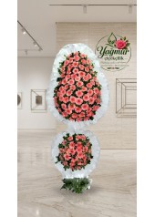 Çift Katlı Pastel Pembe Gerbera Tören ve Açılış Çelengi