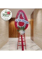 Kırmızı & Beyaz Gerbera Tören Çelengi